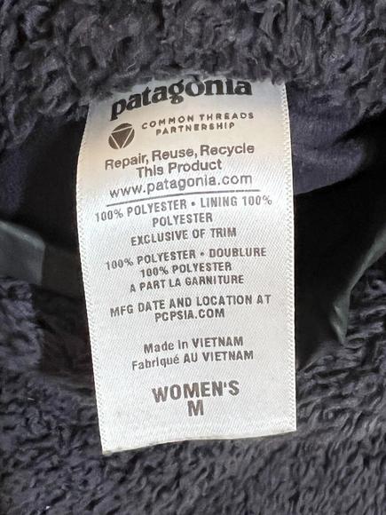 Patagonia Vest Womens M 'Los Lobos' Gray Deep Pile Fleece Purple Reversible - Picture 7 of 12